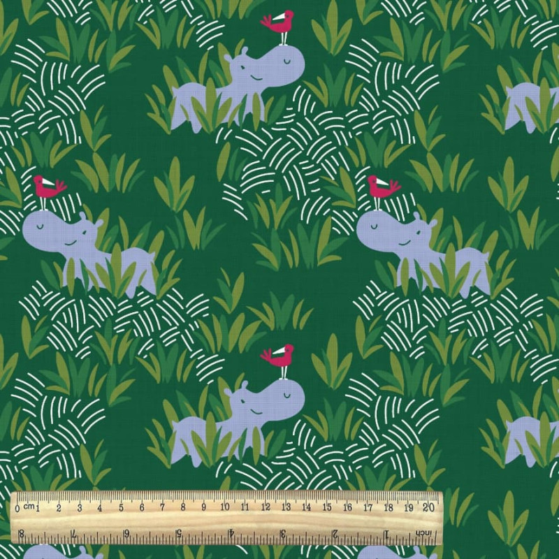 Printed Cotton HIPPOP Palm / Azure
